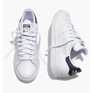 New Adidas Stan Smith Womens Size 8.5 Lace-Up Sneakers White / Navy